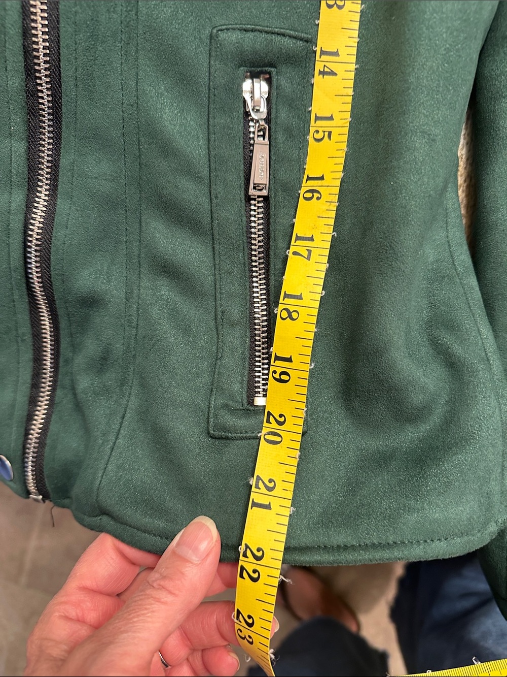 Forest Green Faux Suede Moto Jacket - Picture 9 of 13